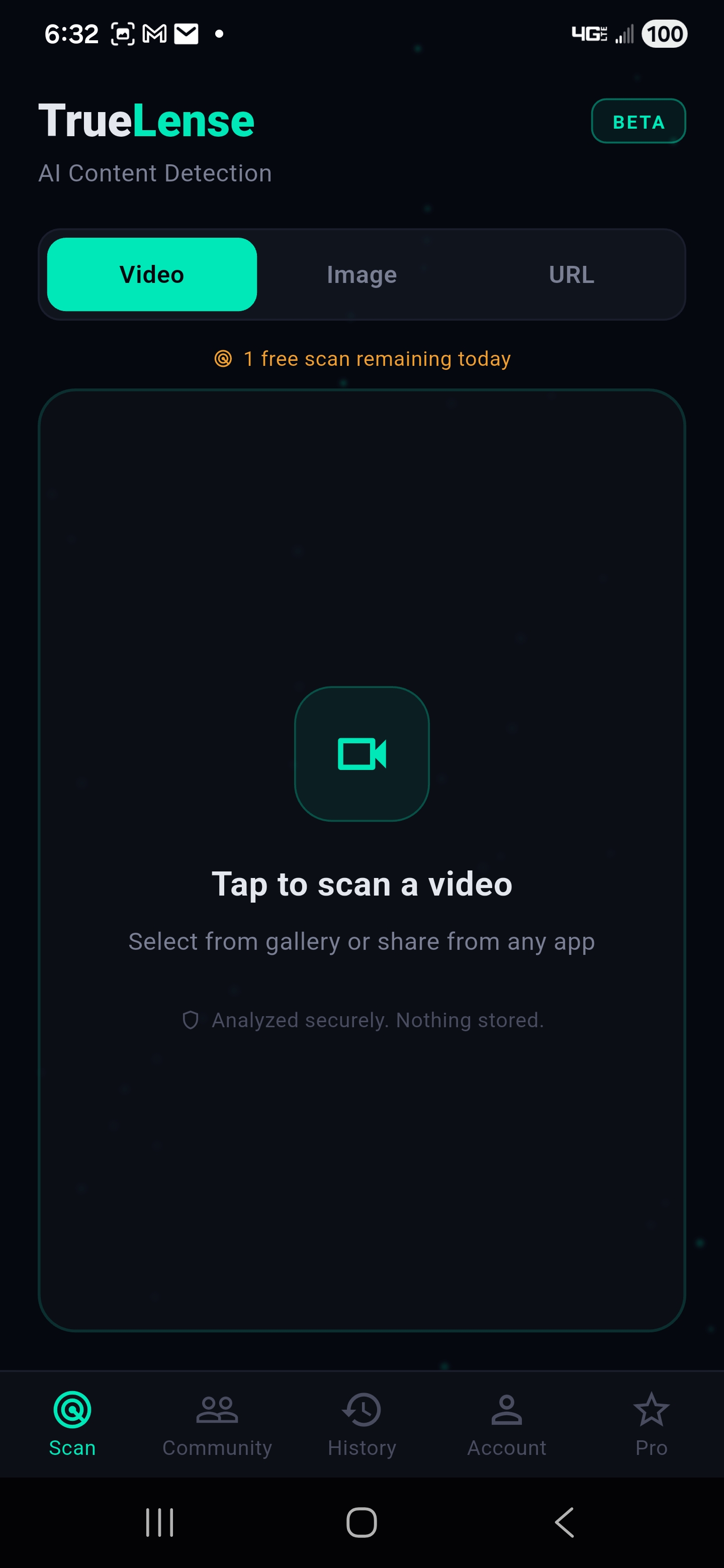 Scan screen